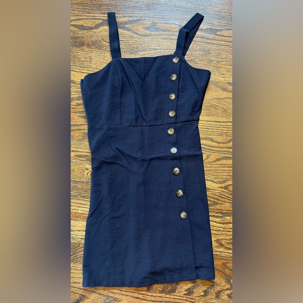 Blue navy dress with buttons, overall short dress